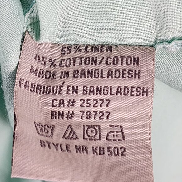 Kenneth Blake Mint Green Linen Cotton Blend Short Sleeve Shirt - Picture 4 of 4